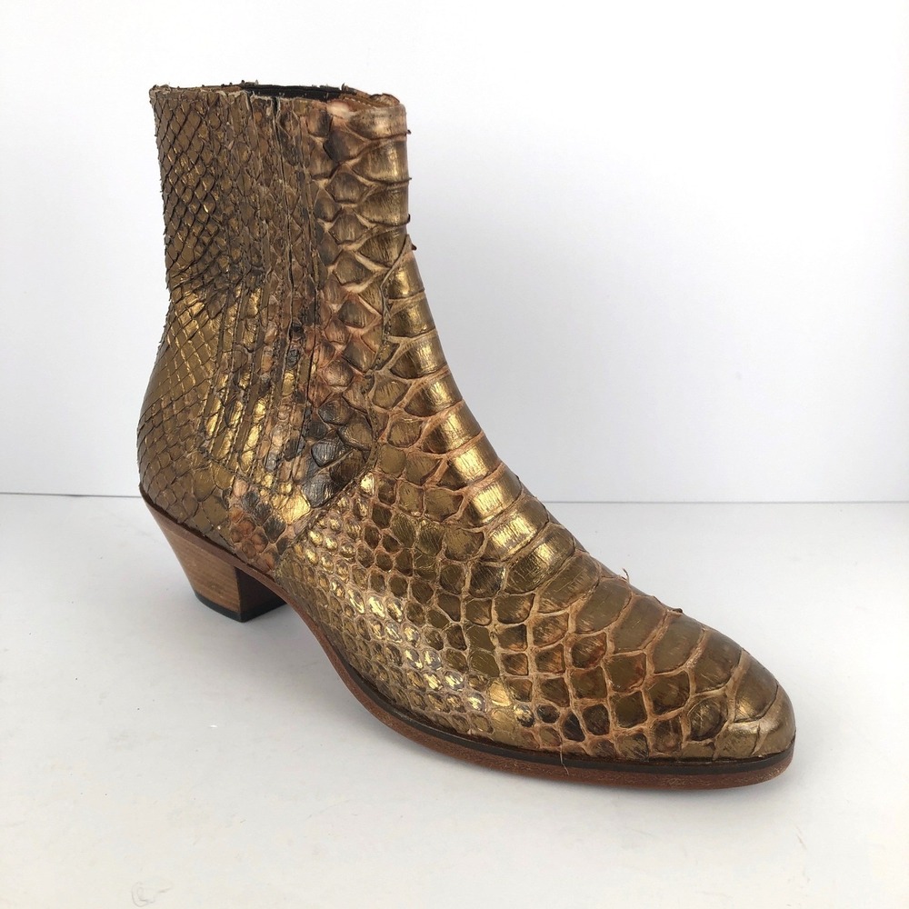 SINGLE‎ JD GHOST Metallic Snakeskin Leather Ankle Boot Sz 36 5.5 Amputee RIGHT